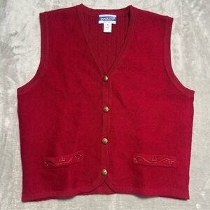 VTG Pendleton Virgin Wool Sweater Vest Women’s XL Red Cable Knit Grandma